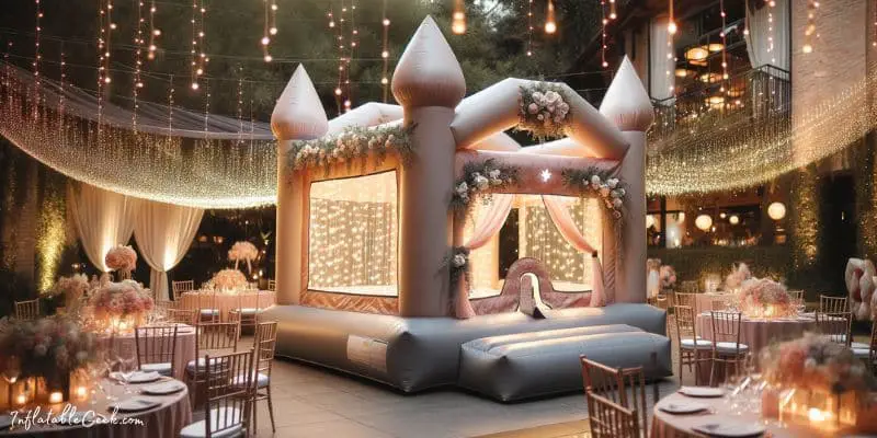 Outdoor wedding with romantic inflatable bounce house - inflatable wedding bounce houses