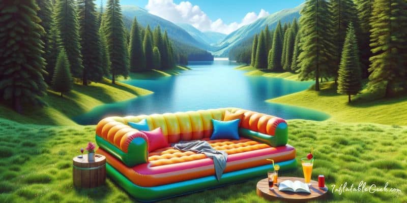 Inflatable couch by a lake -- Best Inflatable Couches